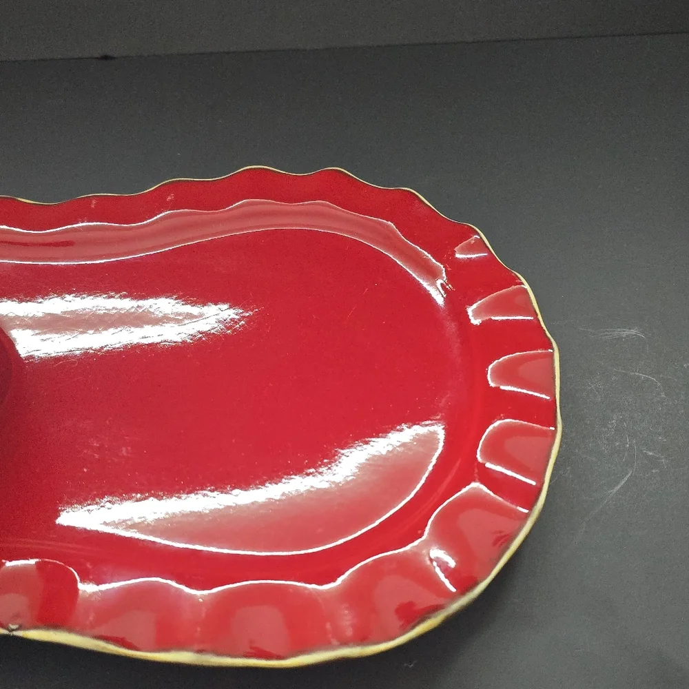 Rare Sur La Tab Breakfast Tray/Plates Red Santa Plate Made in Italy 12” Platter